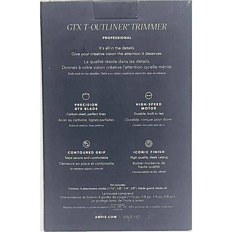 Andis #04785 GTX T-Outliner Trimmer Precision GTX Blade Contoured Grip 7200SPM