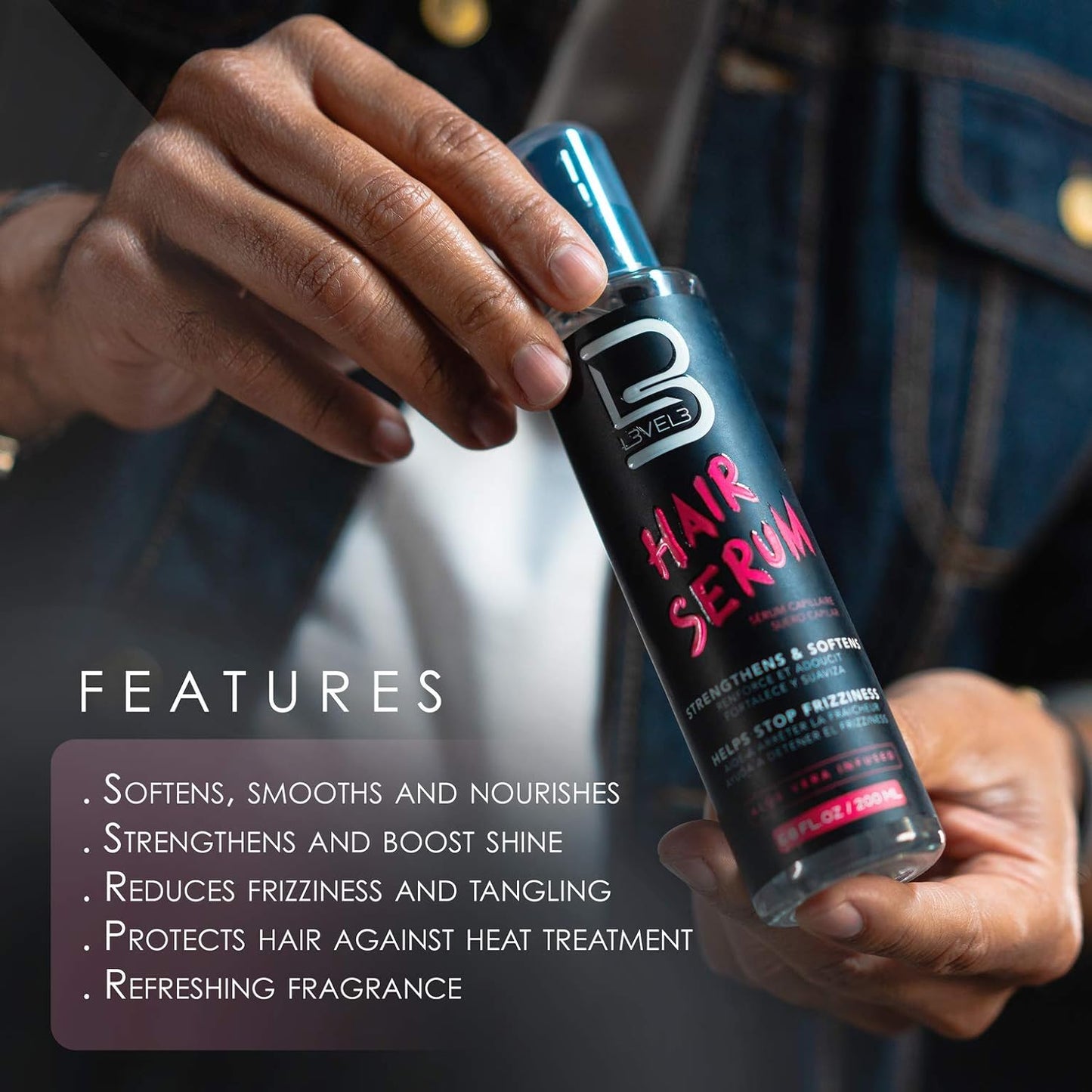 Level 3 Hair Serum Strengthens & Softens Helps Stop Frizziness 6.76fl oz