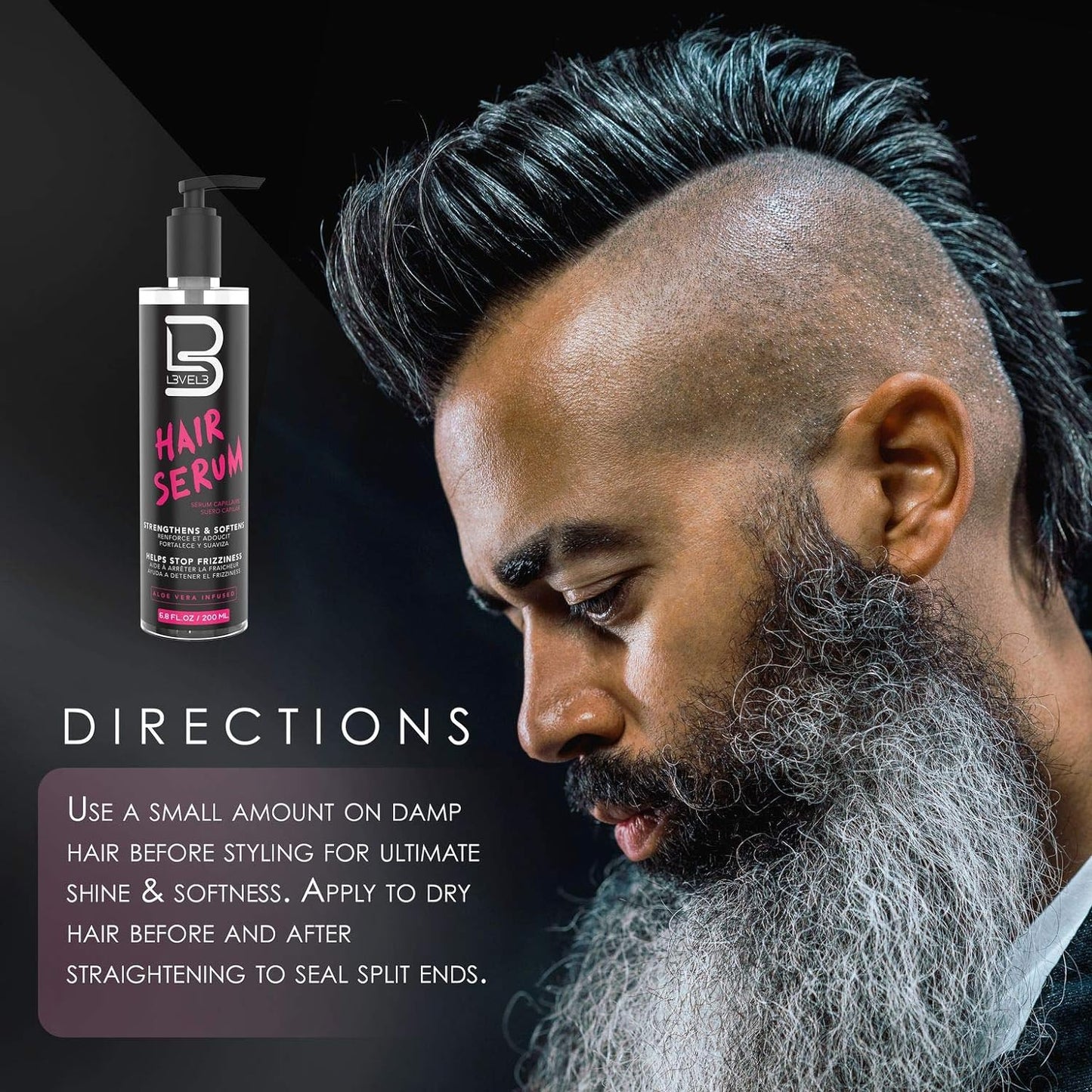 Level 3 Hair Serum Strengthens & Softens Helps Stop Frizziness 6.76fl oz