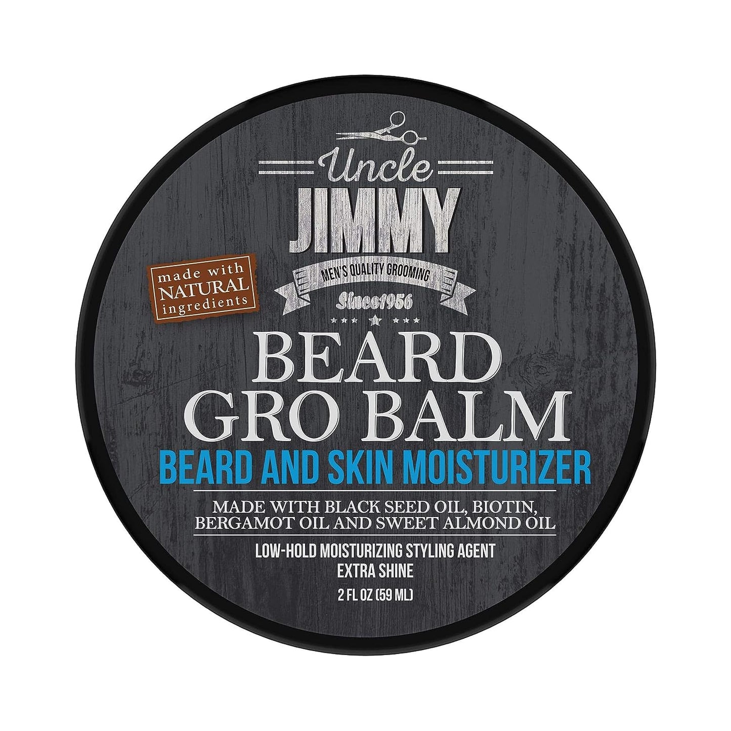 Uncle Jimmy Beard Gro Balm Beard & Skin Moisturizer Natural Ingredients 2fl oz