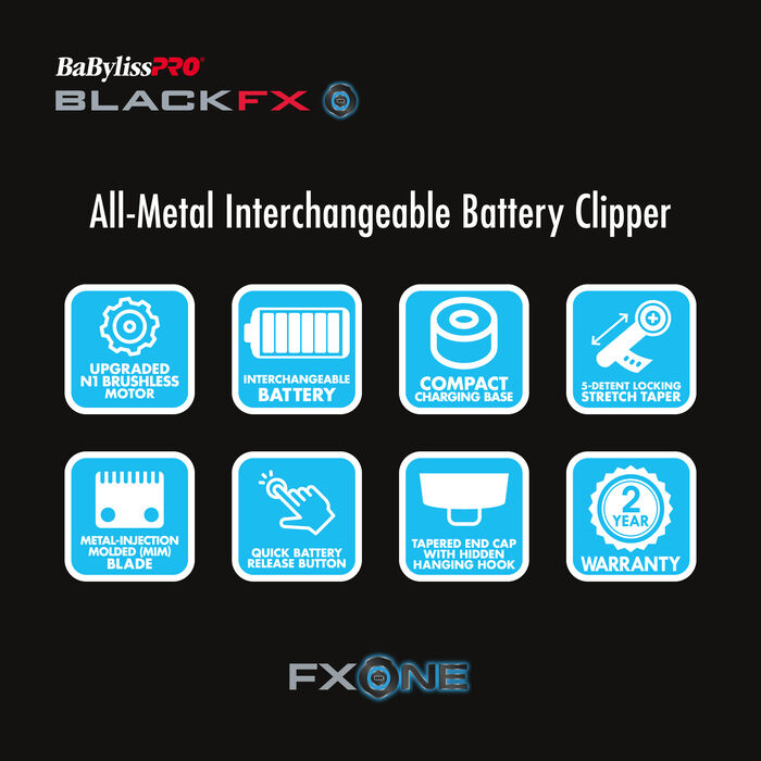 BaBylissPRO FX899MB BlackFX All-Metal Interchangeable-Battery Clipper