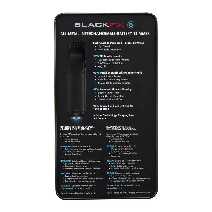 BaBylissPRO BlackFX FXOne All-Metal Interchangeable-Battery Trimmer Dual Voltage