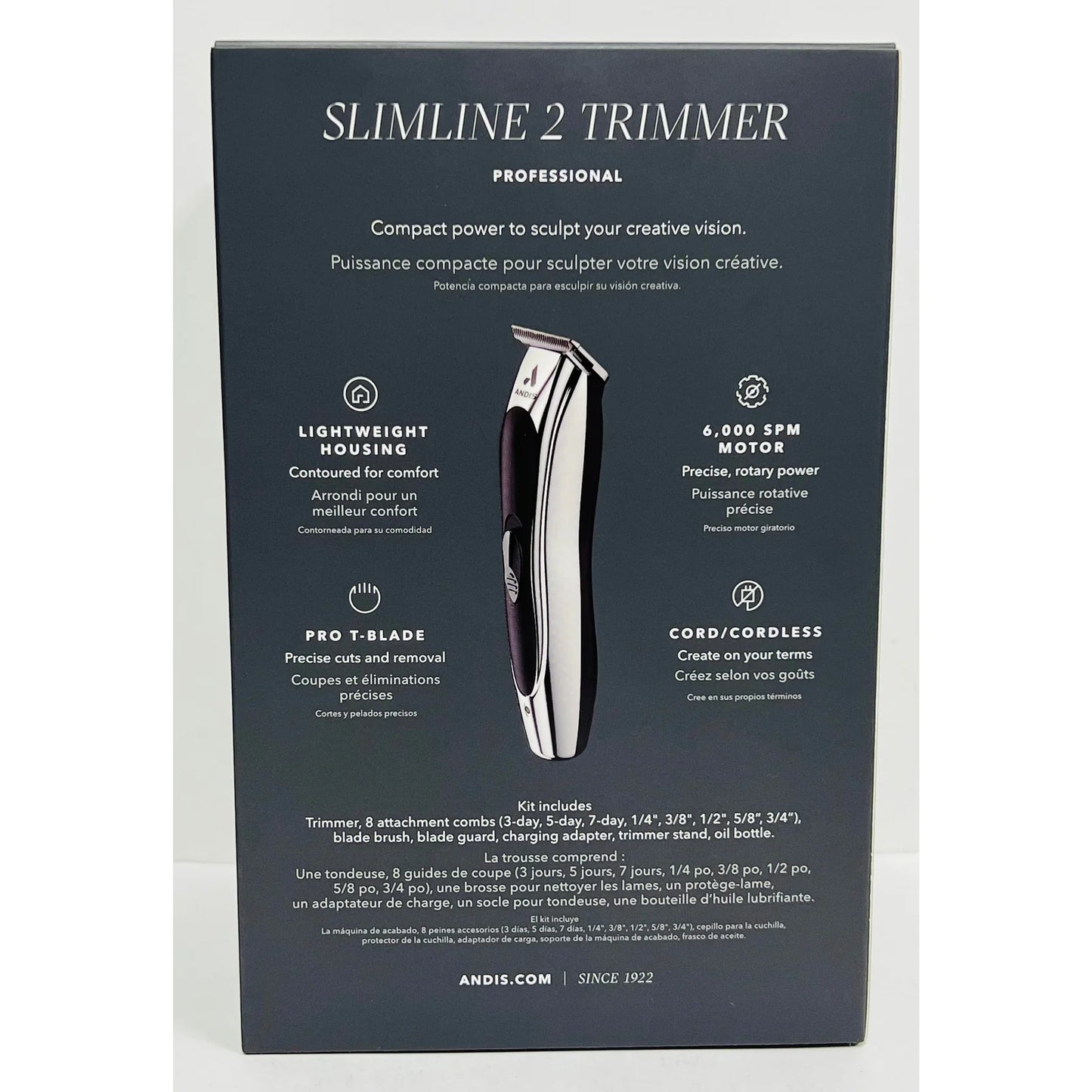 Andis #24800 Slimline 2 Trimmer Lightweight Housing 6000 SPM Motor Cord/Cordless