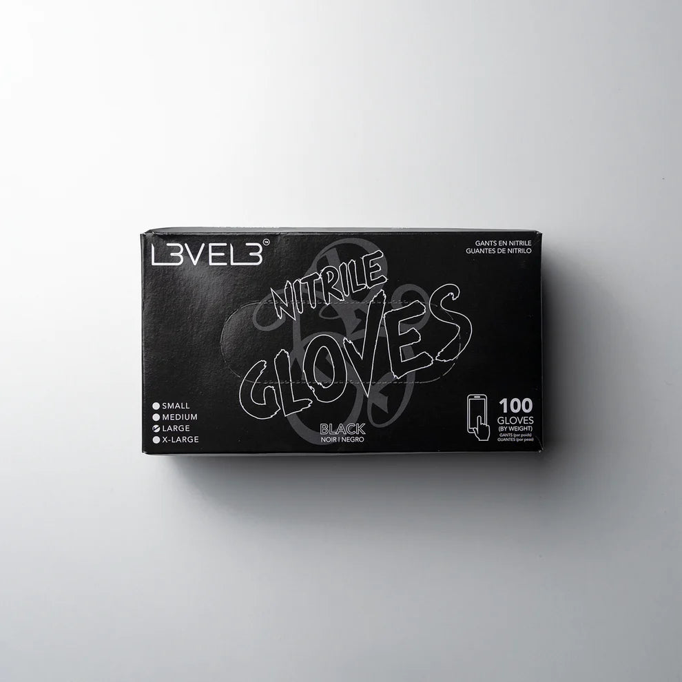 Level 3 Professional Nitrile Gloves S,M,L Available Black Color