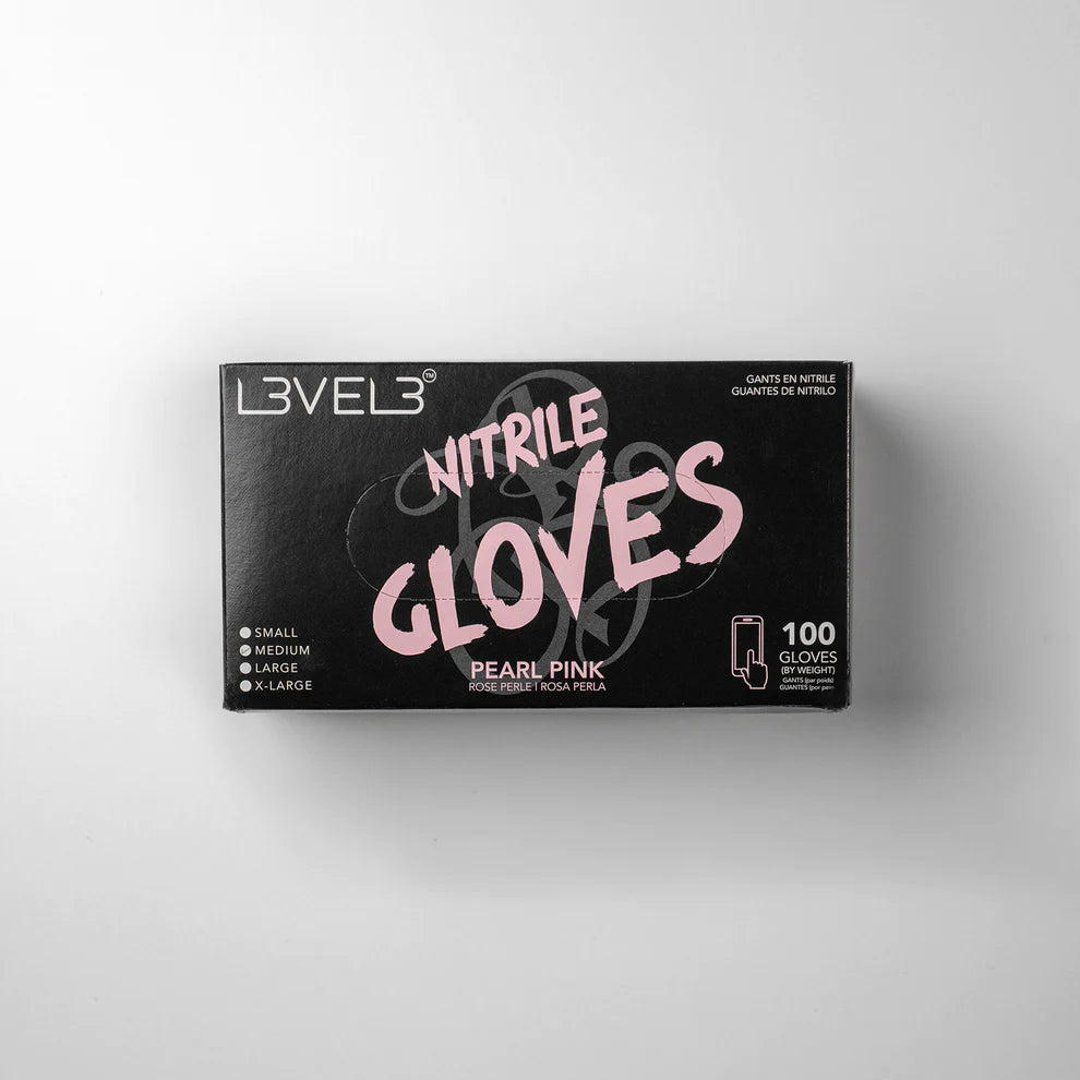 Level 3 Professional Nitrile Gloves S,M,L Available Pearl Pink Color