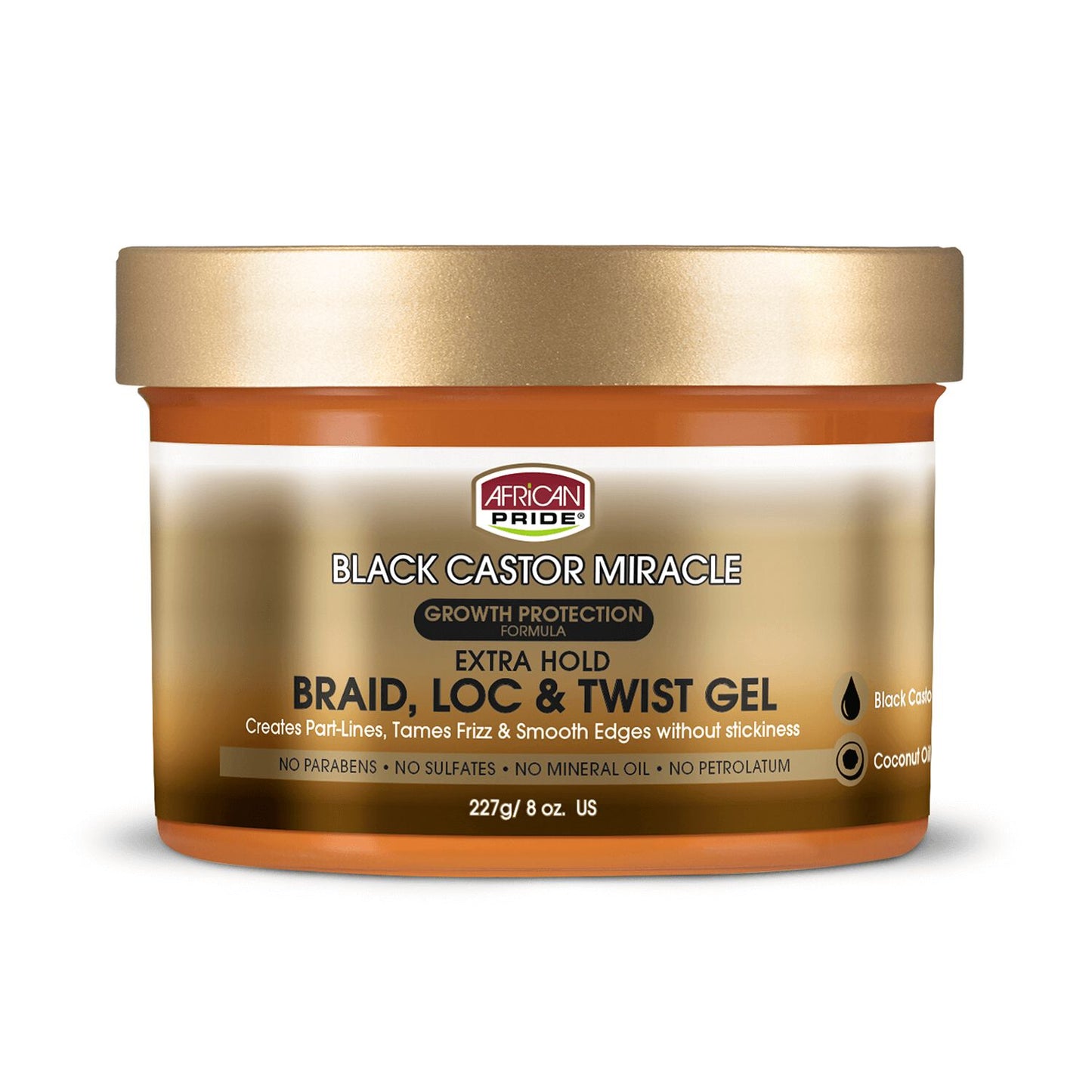African Pride Black Castor Miracle Extra Hold Braid, Lock & Twist Gel