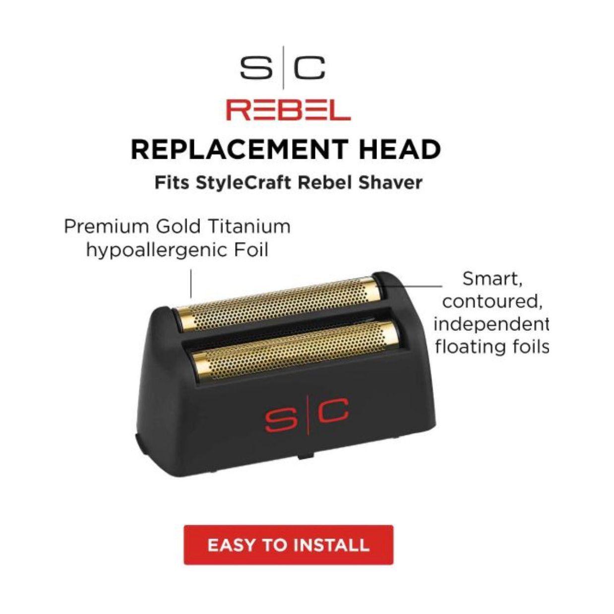 StyleCraft Pro Rebel Gold Titanium Foils Hypoallergenic Rebel Shaver Replacement