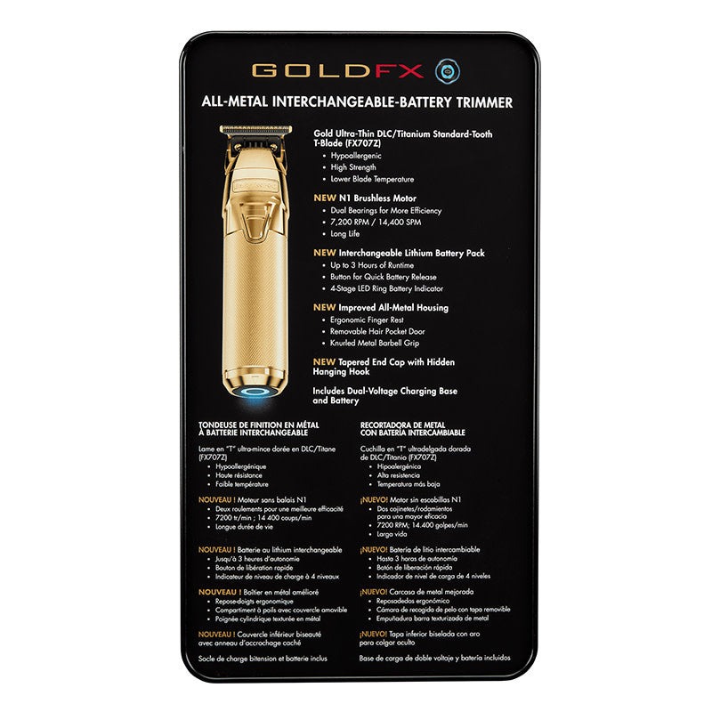 BaBylissPRO GoldFX FXOne All-Metal Interchangeable-Battery Trimmer Dual Voltage