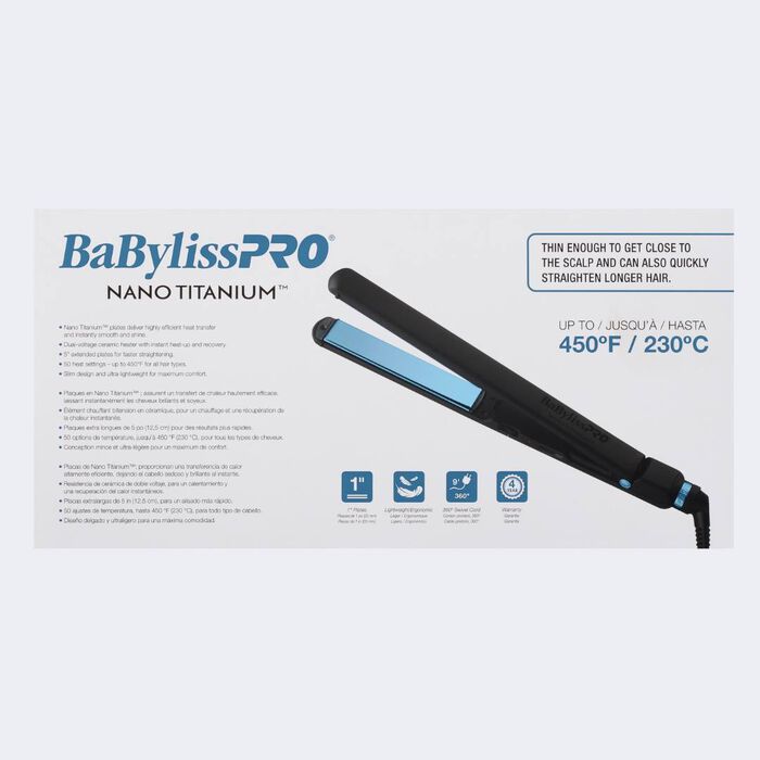 BaBylissPRO BNTMB4072TUC Nano Titanium 1"/25mm Ultra-Thin Flat Iron 450F 240V