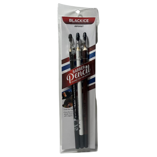 Black Ice #BPENSET Barber Pencil Set Black/White/Brown 3 Piece Set