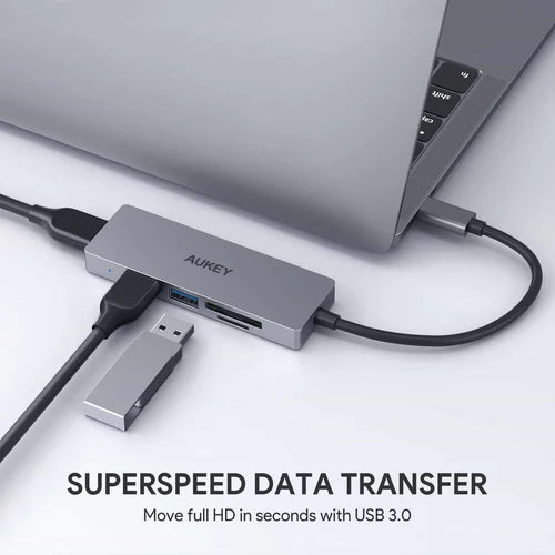 Aukey CB-C63 USB-C to 3 Port USB 3.0 Hub w/ Card Reader 100% Authentic