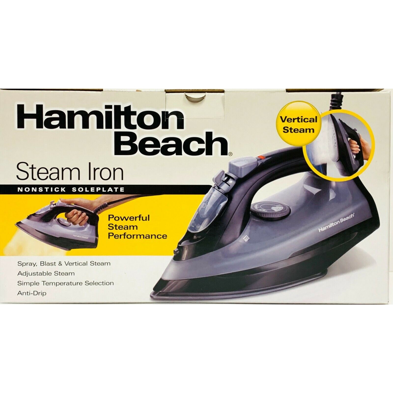 Hamilton Beach Steam Iron 14105 Nonstick Soleplate Anti-Drip Vertical –  greatbuysales