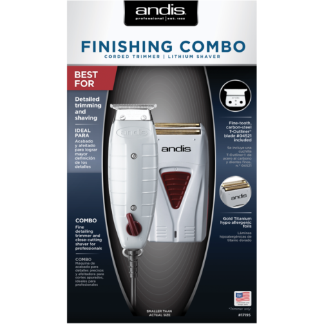 Andis 17195 Finishing Combo T-Outliner Trimmer & Pro-Foil Lithium Shaver Set