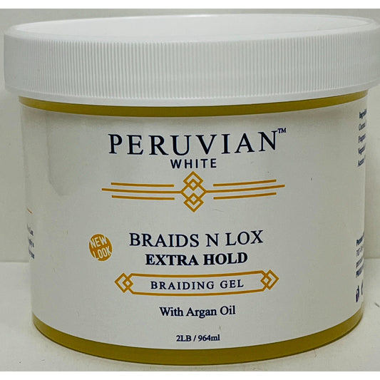 Peruvian White Braids N Lox Extra Hold Braiding Gel w/ Argan Oil 2LB NEW