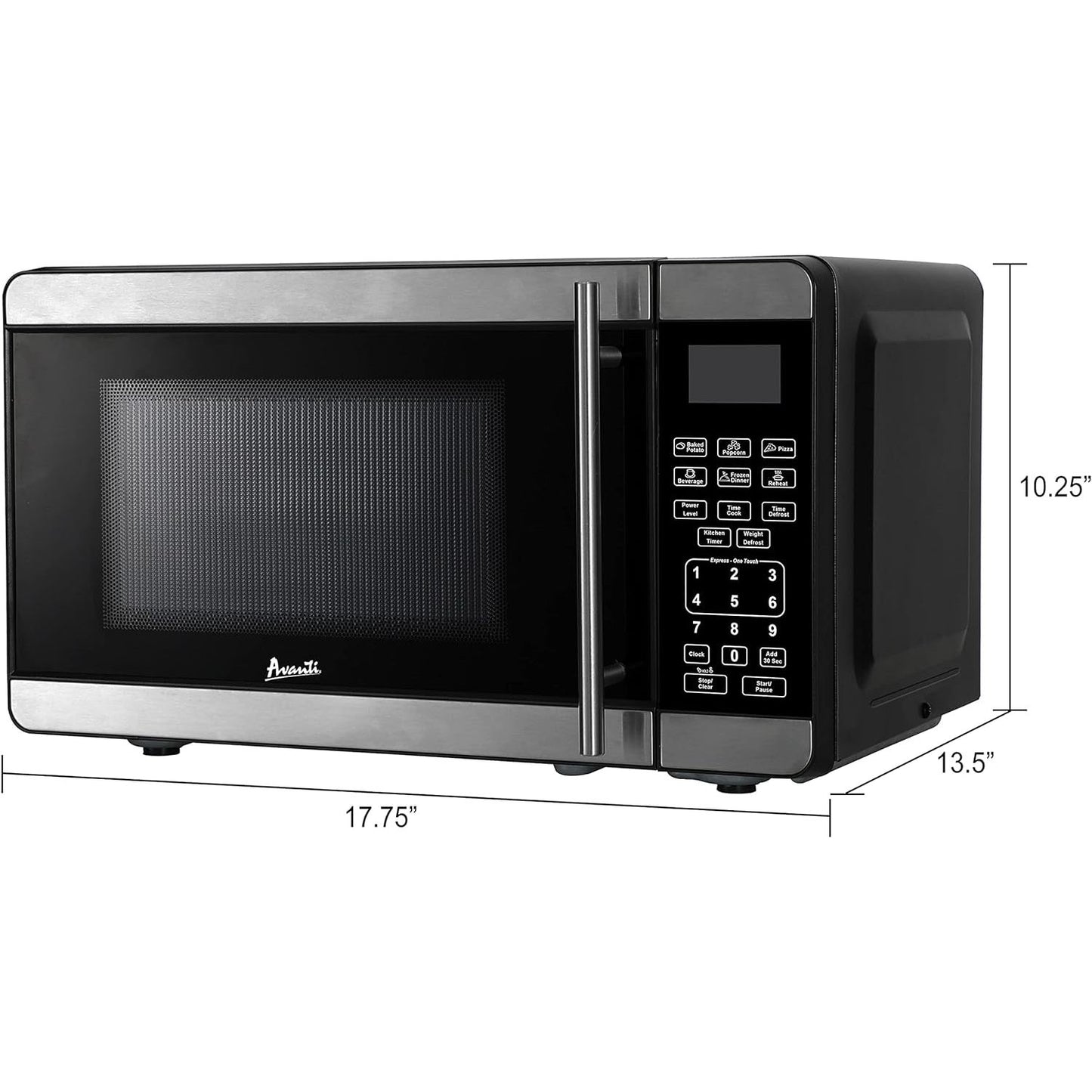 Avanti MT7V3S Microwave Oven 700W 6 Pre Cook Settings Speed Defrost Glass Turntable Metallic