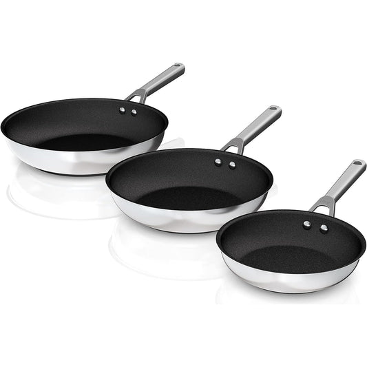 Ninja C63000 Foodi NeverStick Stainless 8" 10.25" 12" Fry Pan Set