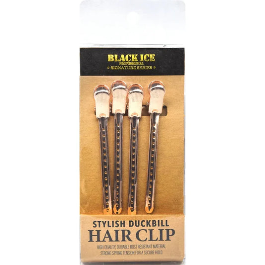 Black Ice Professional Stylish Duck Bill Hair Clips Durable 4CT Rose Gold