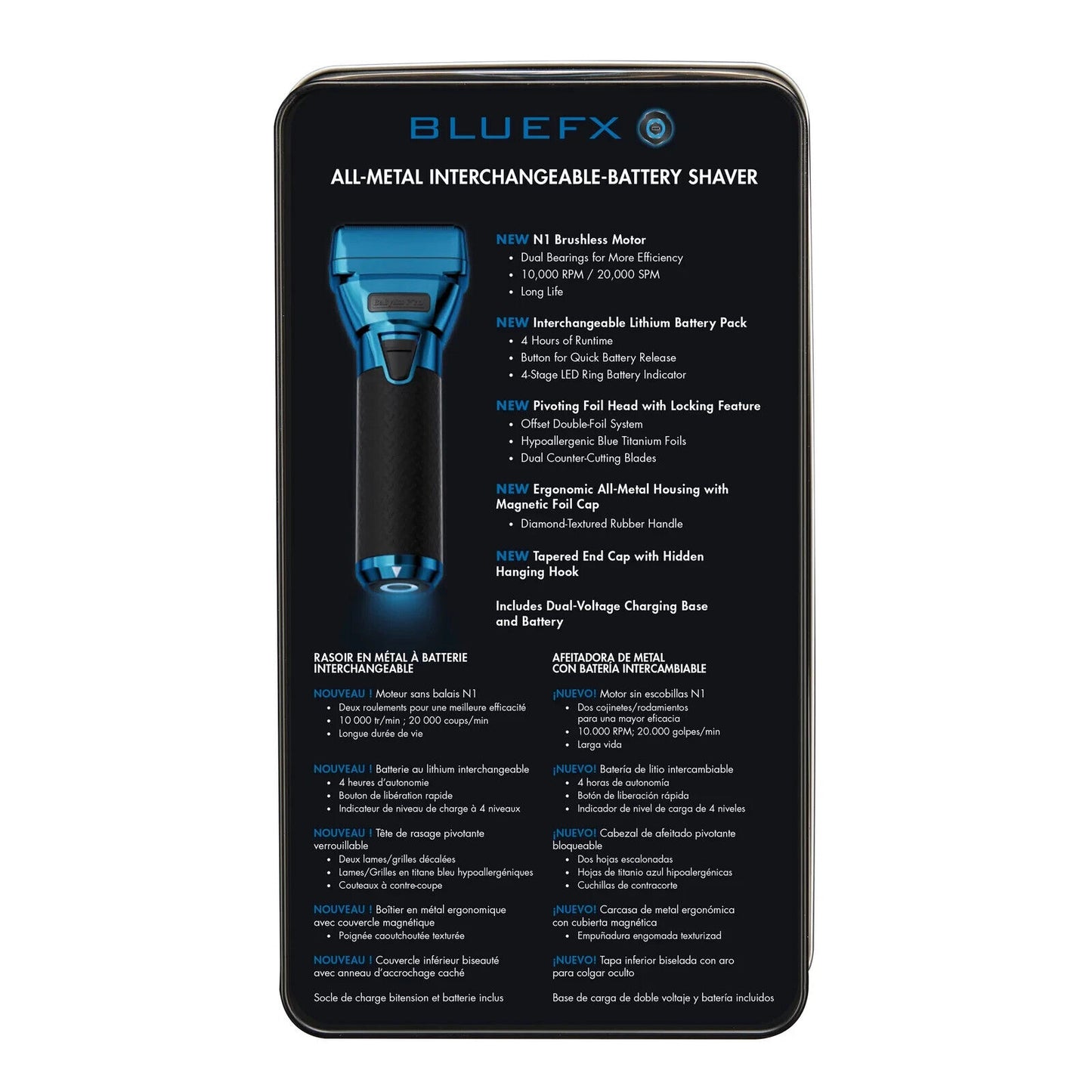 BaBylissPRO FX79FSBL BlueFX FXOne All-Metal Interchangeable-Battery Shaver