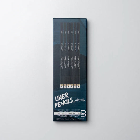 Level 3 Liner Pencils 6 Piece Black Color Hair, Eyes, Brows, Lips