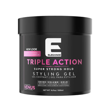 Elegance Triple Action Super Strong Hold Gel 16.9oz Venus, Moon, Earth, Vitamin