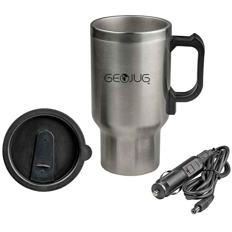 Brentwood GEOJUG CMB-16 Black/Silver Stainless Steel 16oz 12 Volt Heated Travel Mug