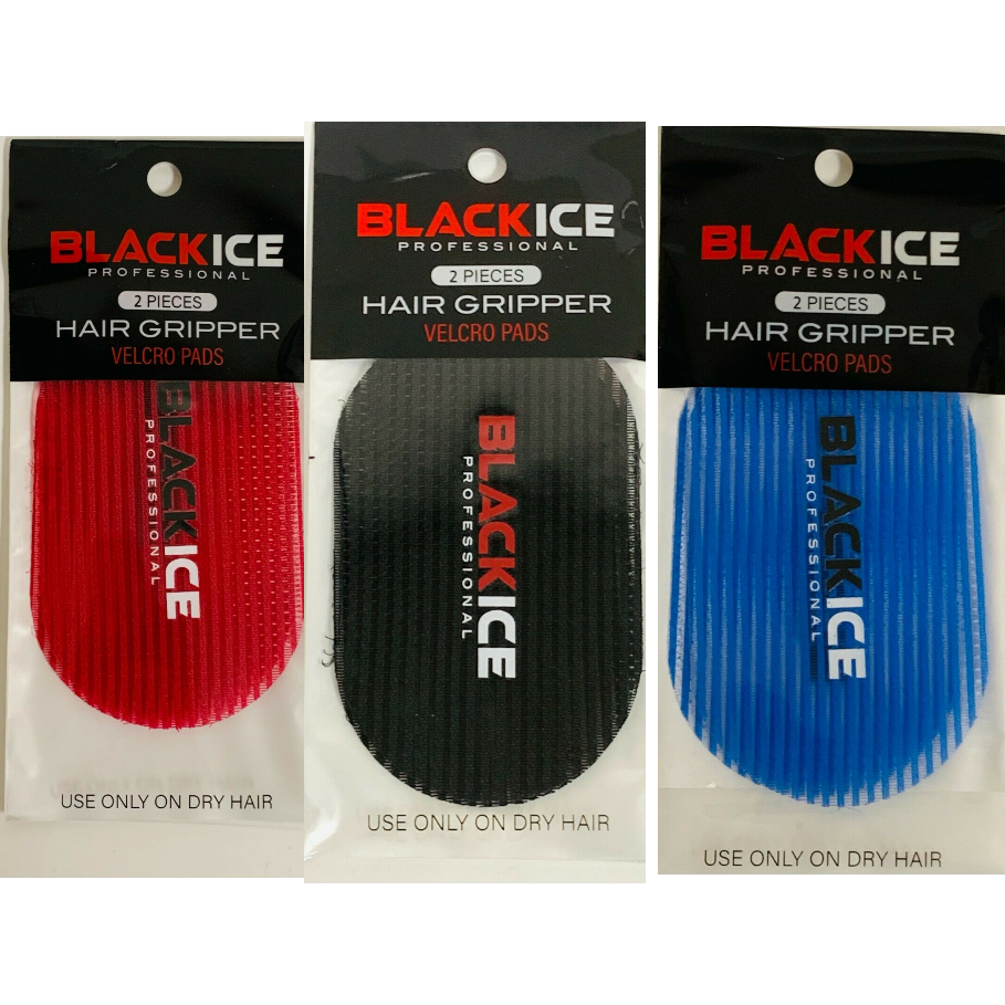 Black Ice Barber Hair Grippers 2 Grips Pieces Pads Black, Blue & Red