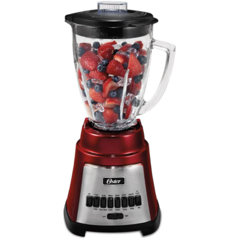 Oster BLSTFG-RBG 12 Speed 6 Cup Glass Jar w/ Smoothie Cup 700W Red