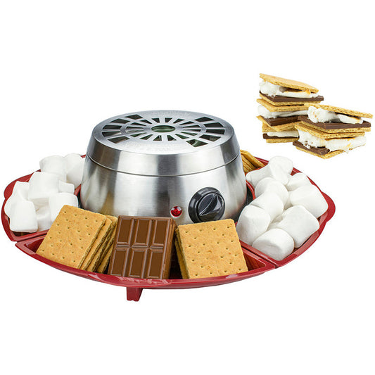 Brentwood TS-603 Indoor Electric Stainless Steel S'Mores Maker w/ 4 Trays & Fork