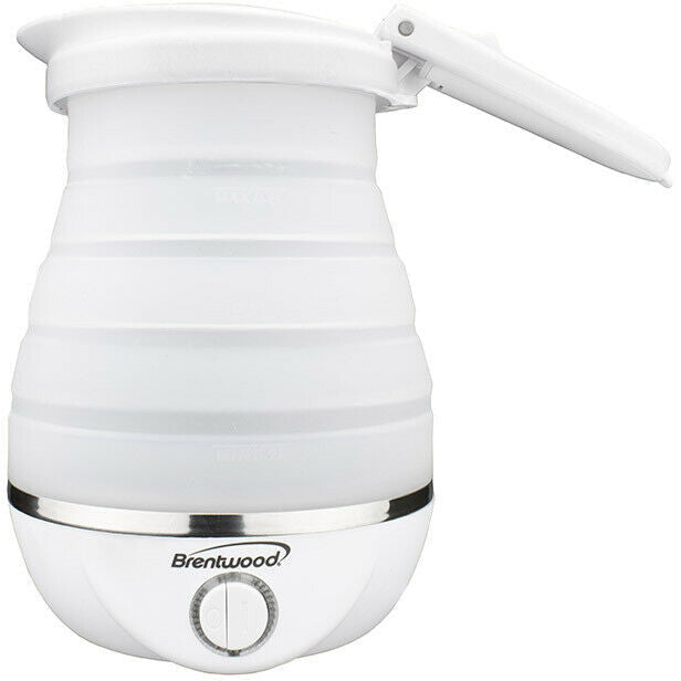 Brentwood KT-1508W Dual Voltage 120-220V Collapsible Travel Kettle White 120V