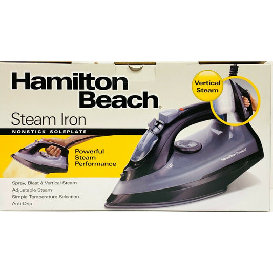 Hamilton Beach Steam Iron 14105 Nonstick Soleplate Anti-Drip Vertical Steam