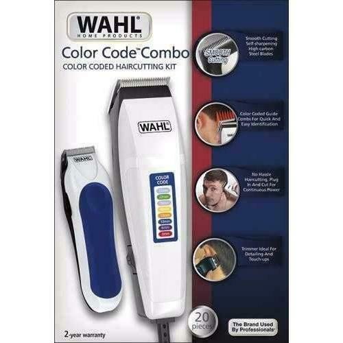 Wahl #9314-1708 Color Code Combo 20 Pieces Hair Cutting Kit Trimmer Clipper