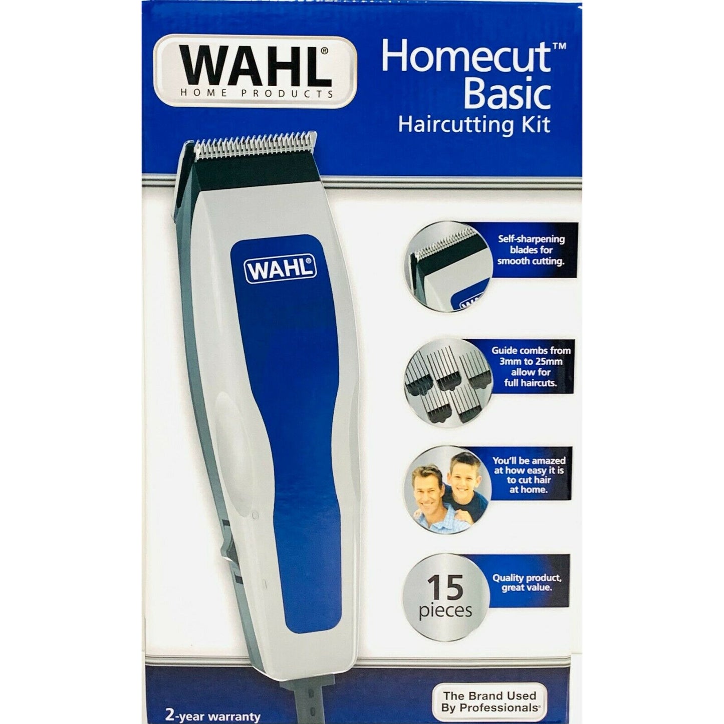 Wahl #9314-2808 Homecut Basic 15 Pieces HairCutting Kit Trimmer Clipper