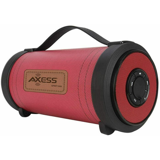 Axess Jean Sonic Portable Indoor Outdoor Bluetooth USB 4in Speaker Red