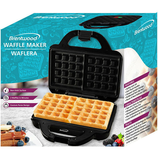 Brentwood TS-239BK Couture Purse Non-Stick Dual Waffle Maker 1080W Black 120V