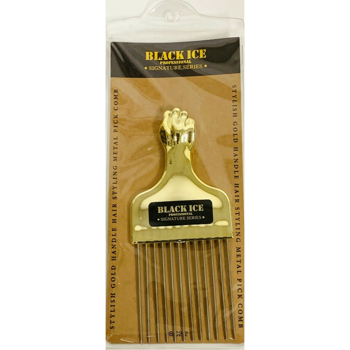 Black Ice Professional Signature Series Metal Pick Comb Gold Fist Handle 2 Style